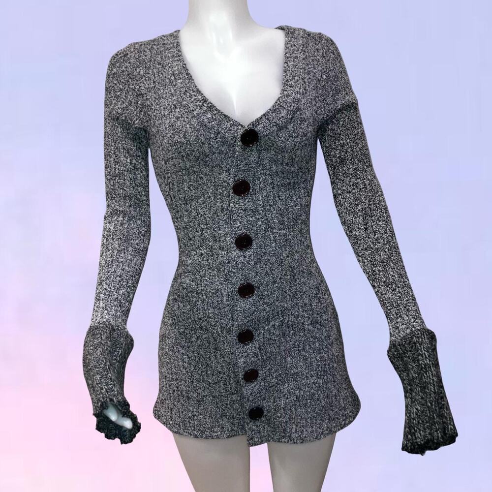 Vintage 90s y2k ribbed knit made in italy mini sweater dress
